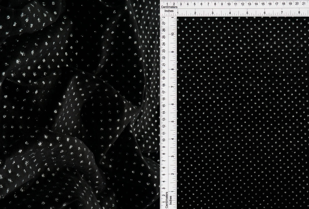 1 Yard Soft Velvet Mini Polka Dot Glitter Knit Fabric 58/60 Inches Wide