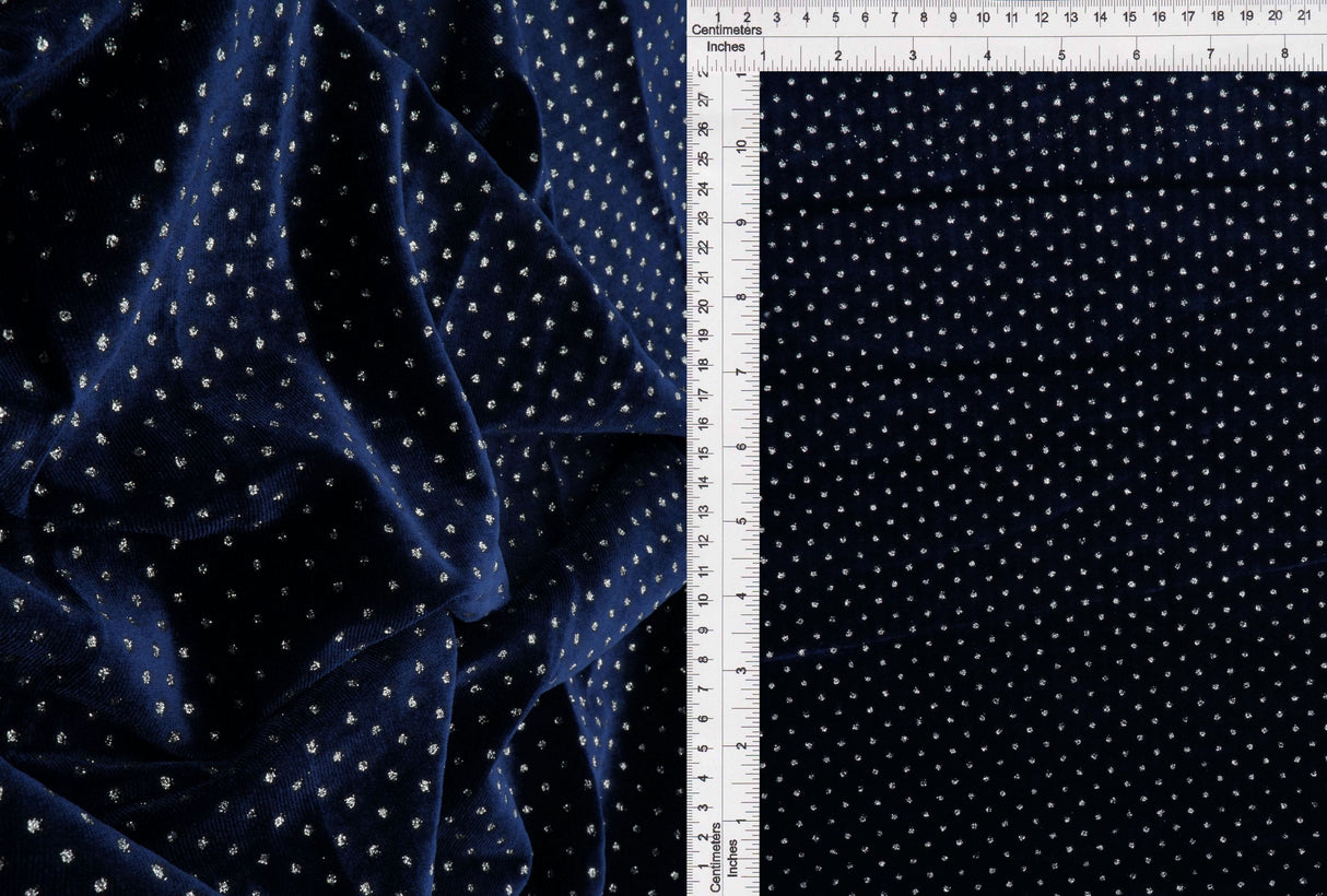 Velvet Polka Dot Glitter Stretch Knit Fabric