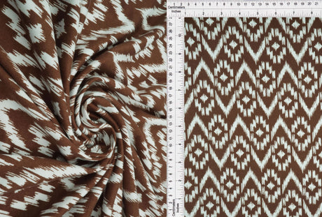 1 Yard Brushed DTY Tribal Print Knit Fabric 170 GSM, 58/60? Wide Polyester Spandex Blend