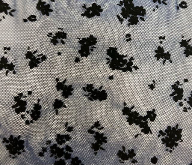 Floral Flocking Mesh Black