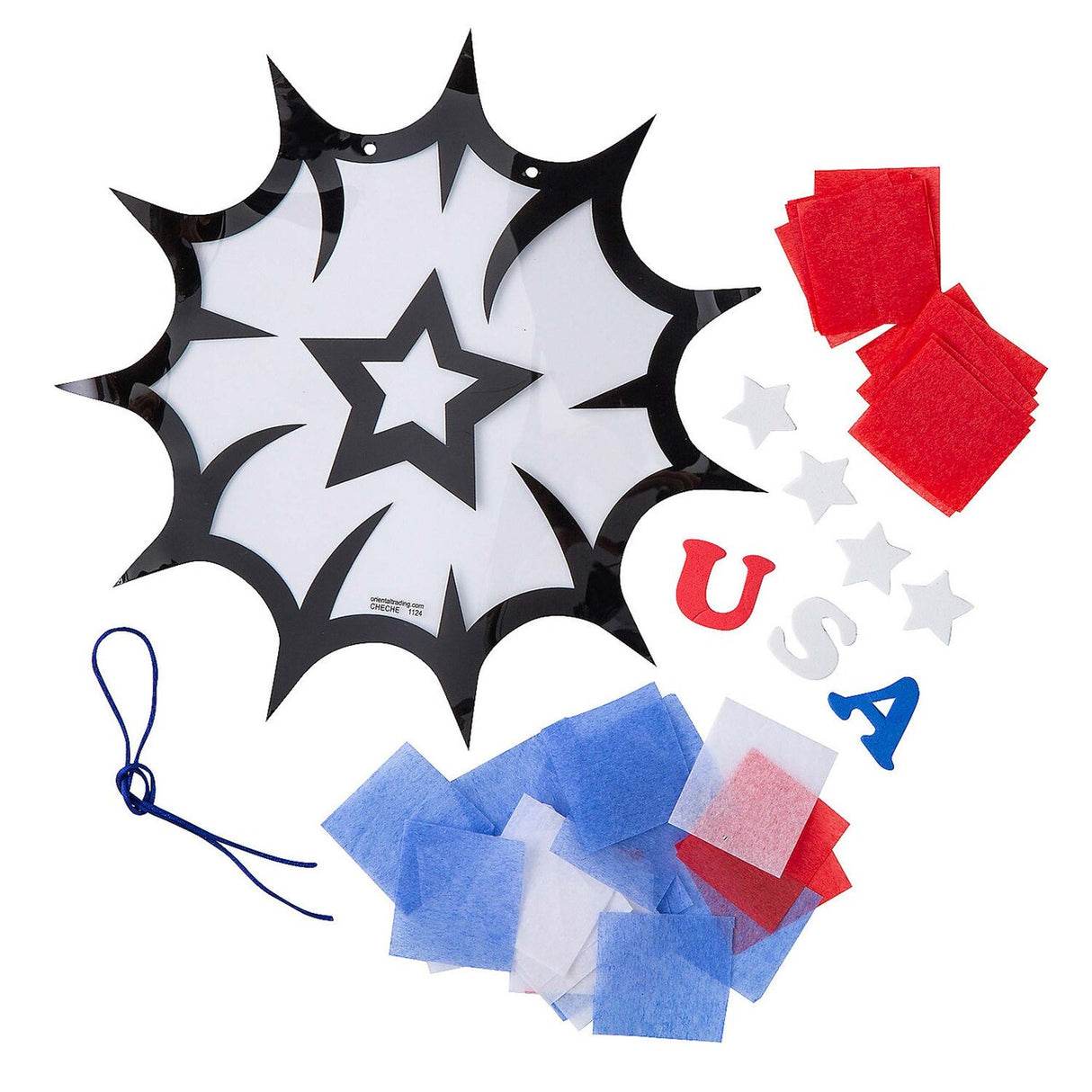 8" x 7 3/4" 4th of July Starburst Tissue Paper Acetate Sign Craft Kit Makes 12 Pieces