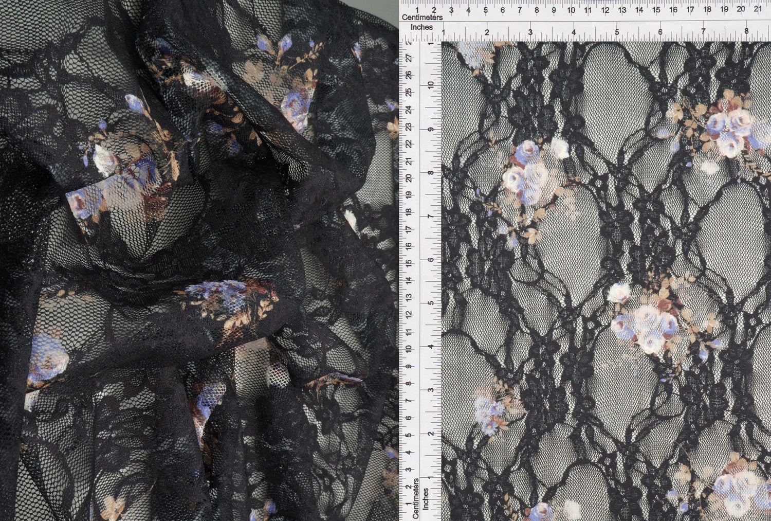 Lace Digital Floral Print Fabric 92% Polyester 8% Spandex Soft Stretch 56/58 Inches Wide