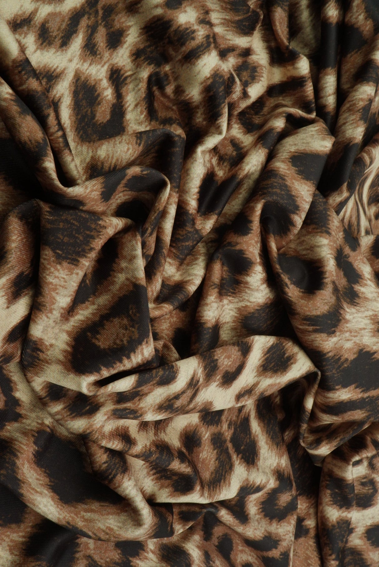 Animal Print Stretch Knit Fabric Brown