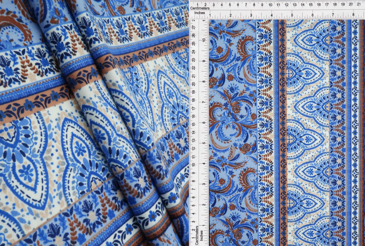 1 Yard Boho Print DTY Brushed Knit Fabric Soft Stretch Polyester Spandex 58/60 Inch Wide