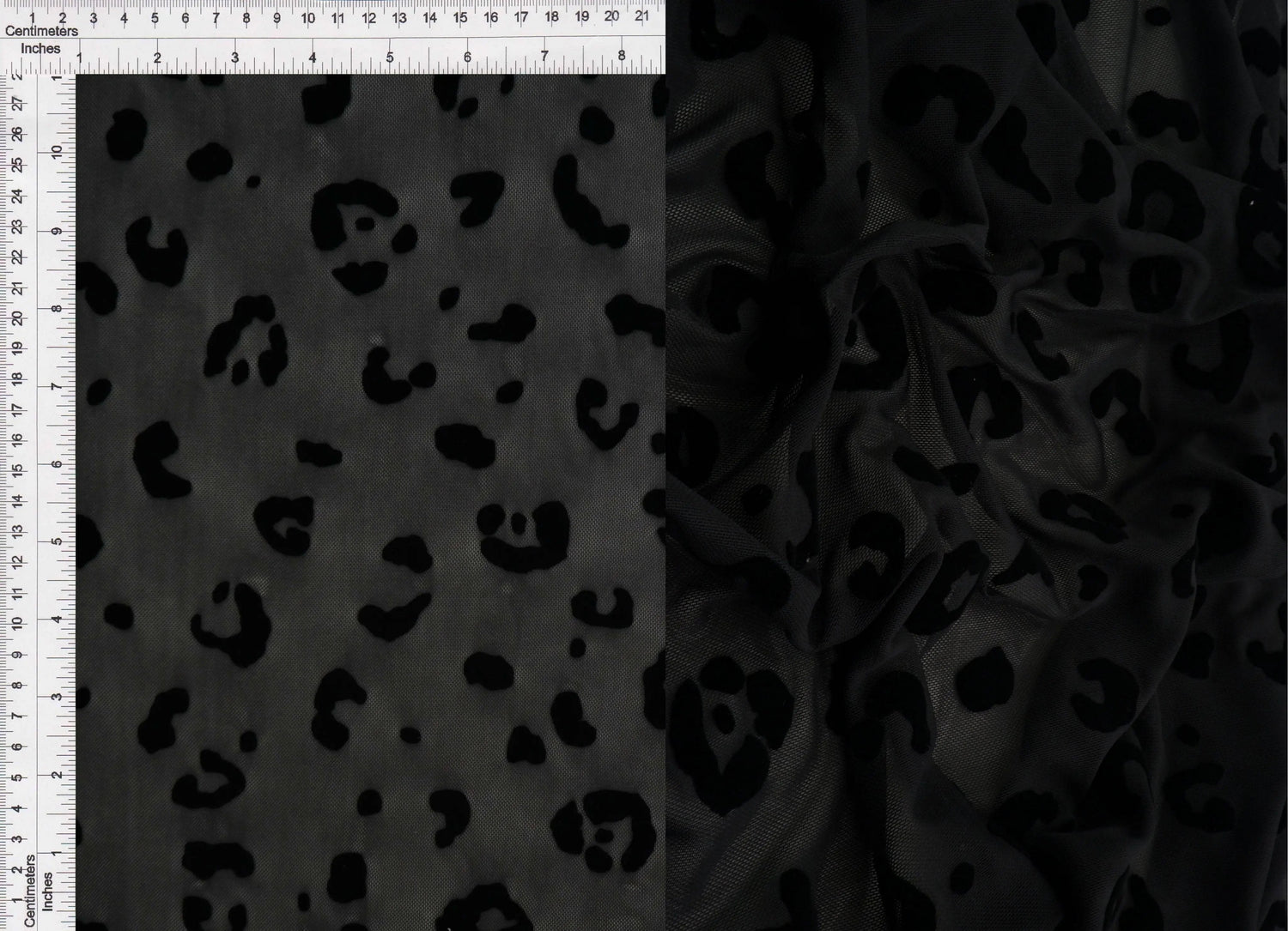 1 Yard Leopard Flocking Mesh Fabric, 56/57'' Wide Polyester Spandex Blend