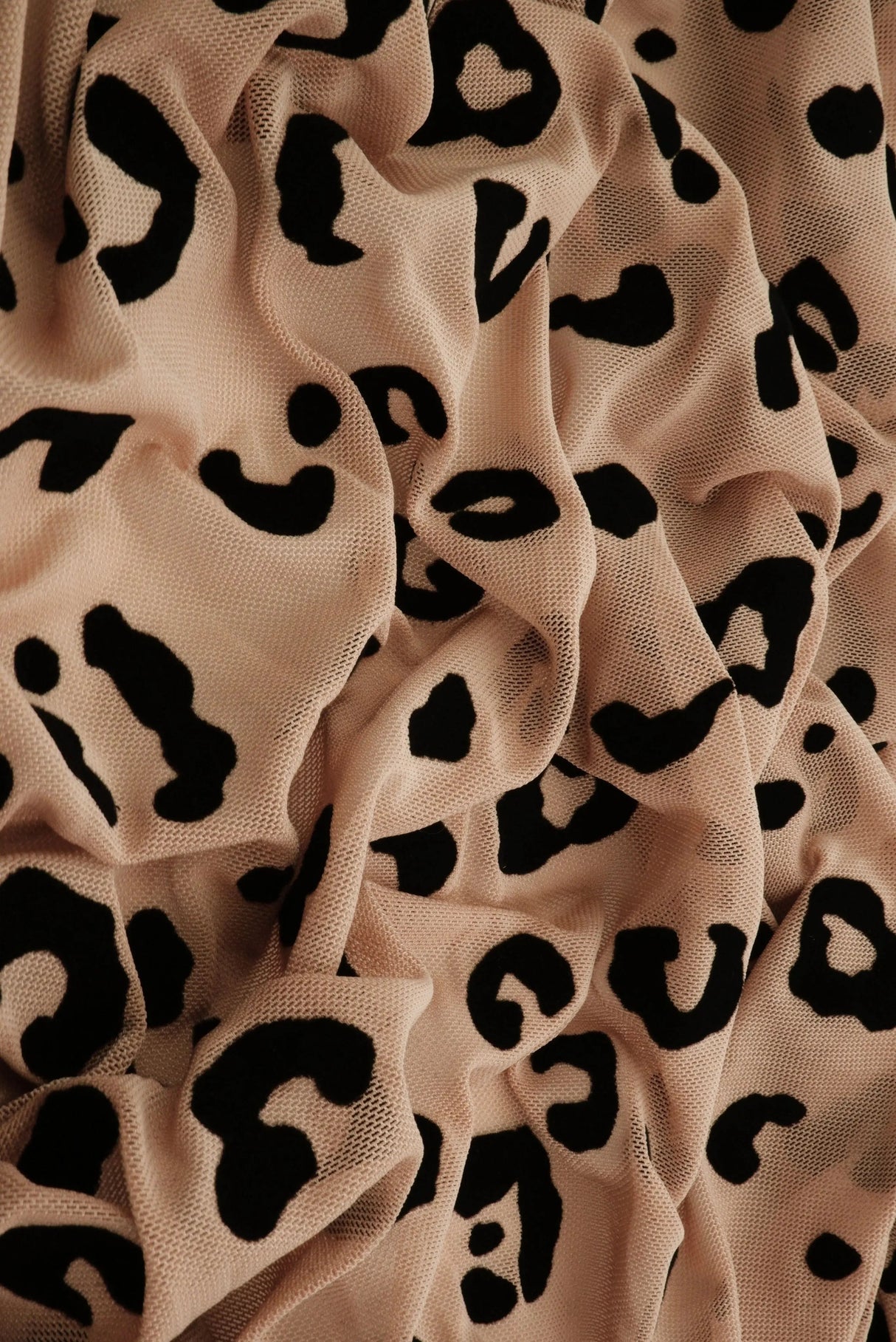 1 Yard Leopard Flocking Mesh Fabric, 56/57'' Wide Polyester Spandex Blend