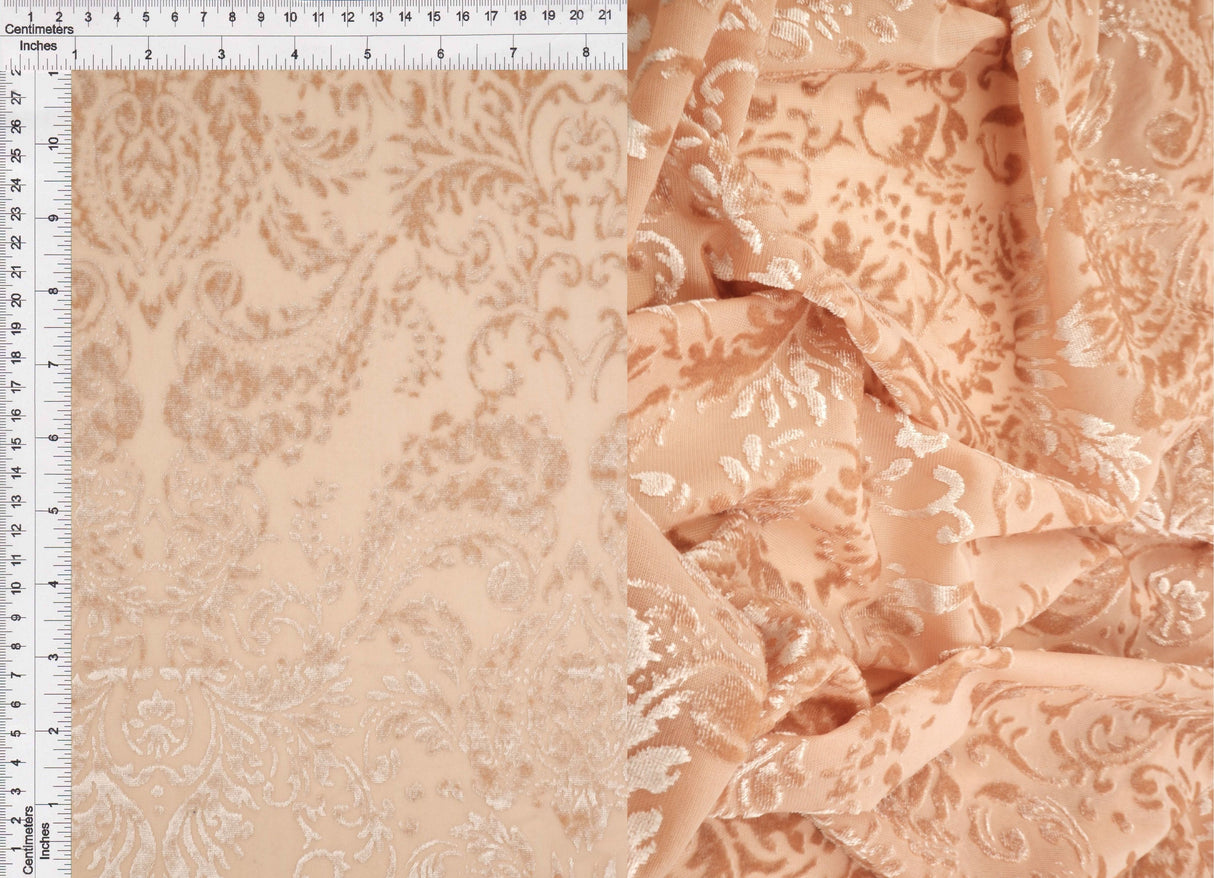 Velvet Burnout Knit Damask Fabric