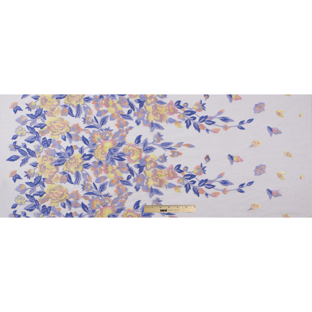 Lavender and Yellow Novelty Floral Embroidered Mesh
