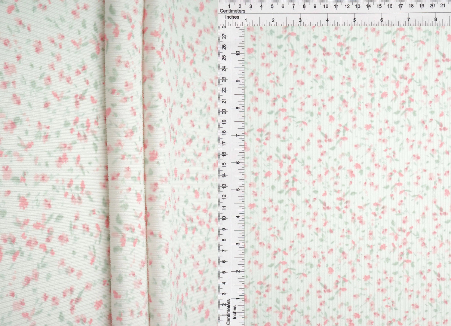 1 Yard Ditsy Print Cotton Feel 2x2 Rib Knit Fabric Soft Stretch Polyester Spandex 58 Inch Wide