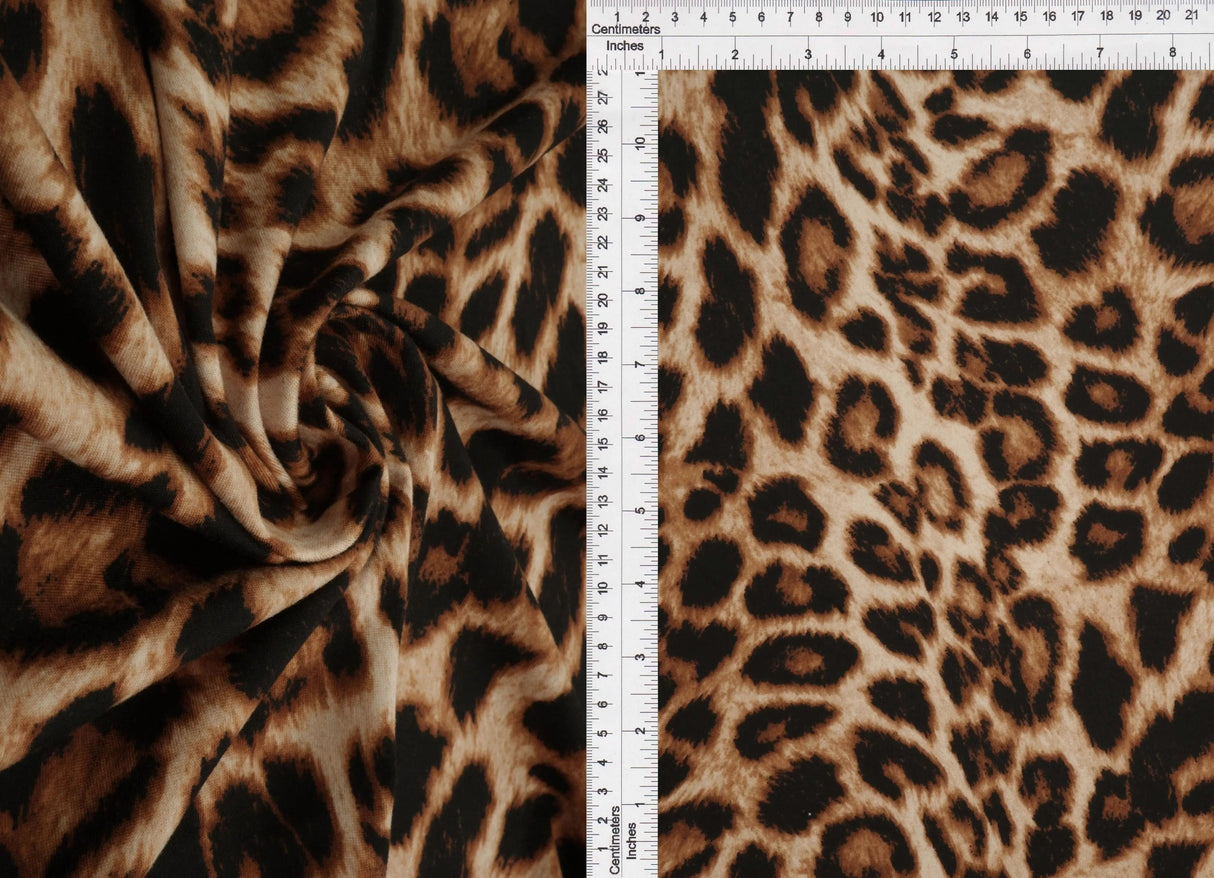 1 Yard Lightweight Brushed Animal Print DTY Knit Fabric Polyester Spandex 58/60 Inch Wide for Sewing