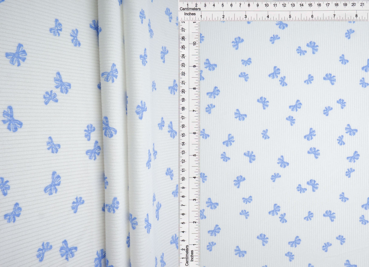 Bow Print Rib Knit Fabric