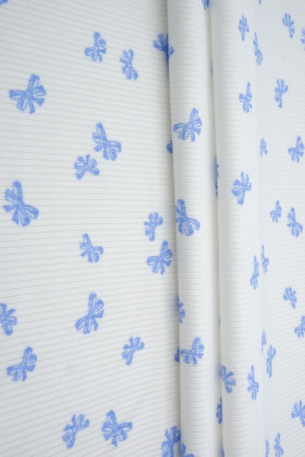 Bow Print Rib Knit Fabric