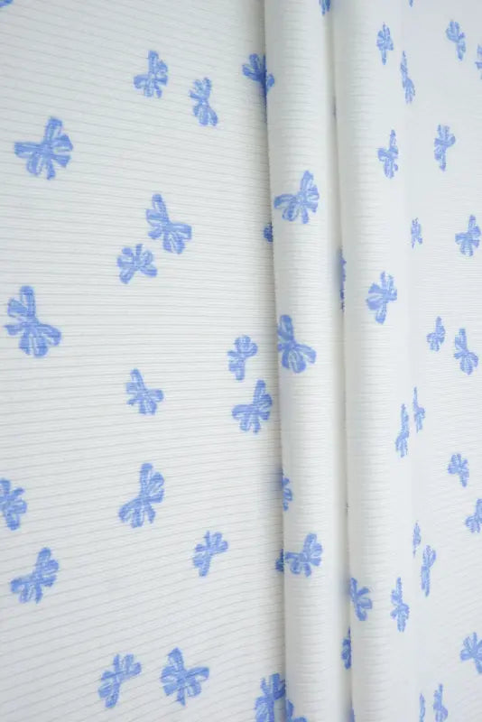 1 Yard Bow Print 2x2 Rib Knit Fabric Cotton Feel Stretch Polyester Spandex 58/60 Inch Wide for Apparel