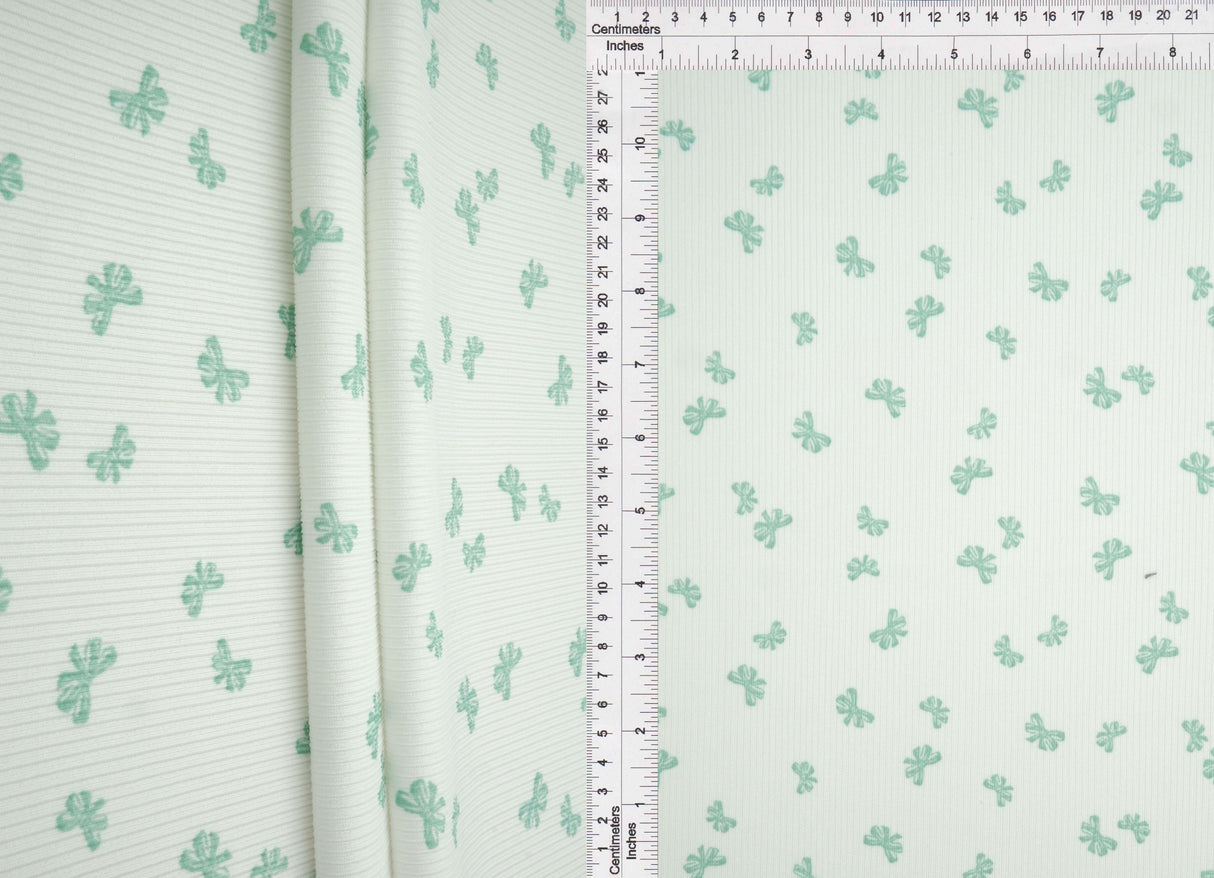 Bow Print Rib Knit Fabric