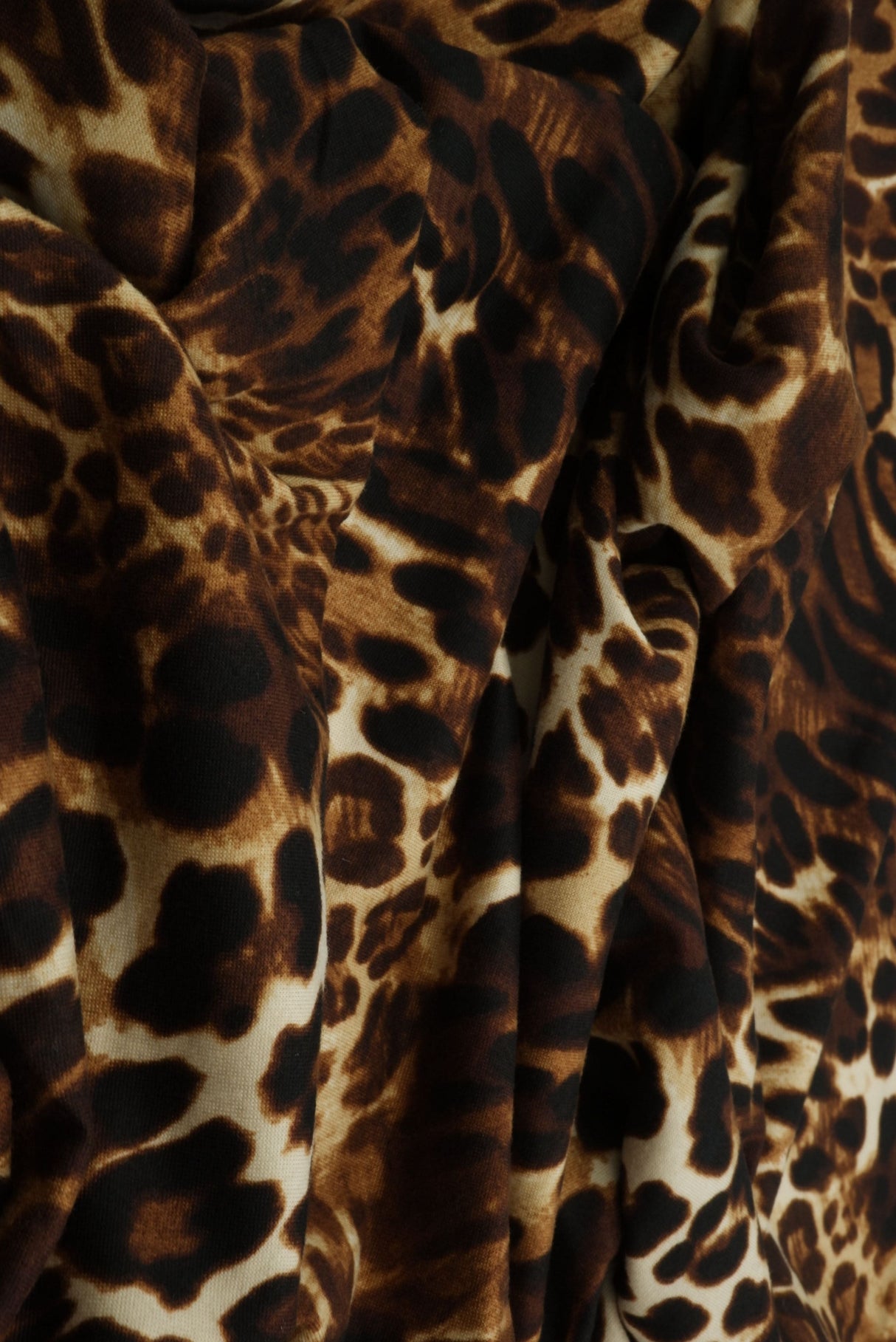 Animal Print Brushed Knit Fabric Brown