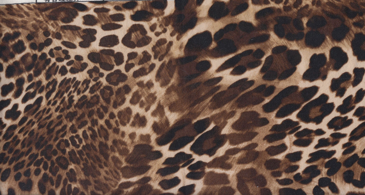 Animal Print Brushed Knit Fabric Brown