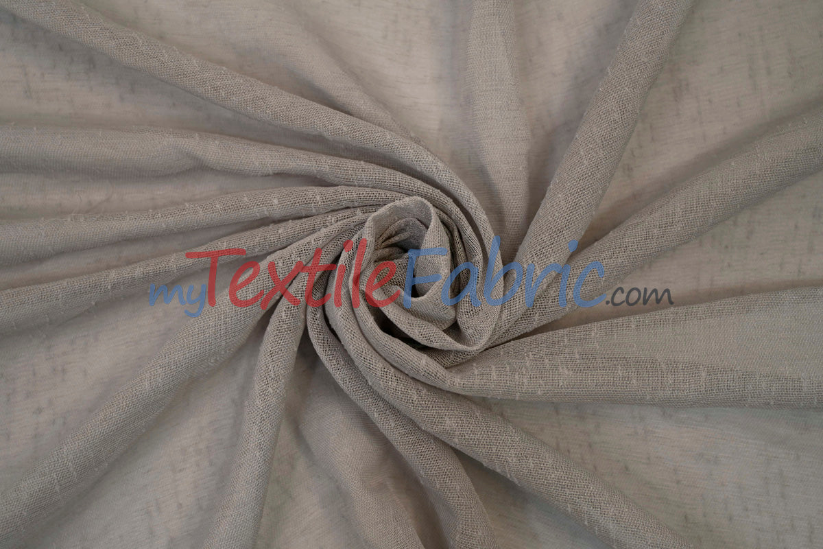 Swiss Sheer Sheer Polyester Fabric - Linen-Look Sheer Drapery, 130" Wide, White (1 Yard)