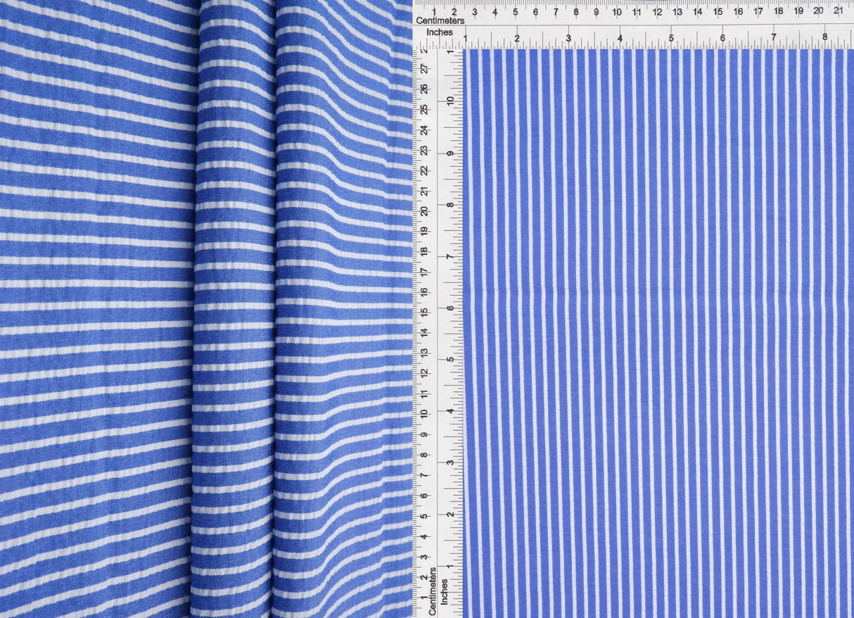 1 Yard Seersucker Stripe Fabric, 58/59'' Wide Polyester Rayon Blend