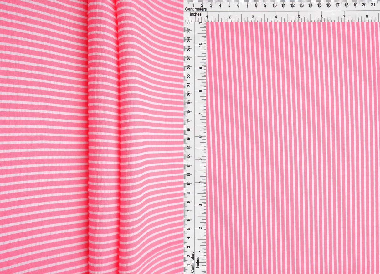 1 Yard Seersucker Stripe Fabric, 58/59'' Wide Polyester Rayon Blend