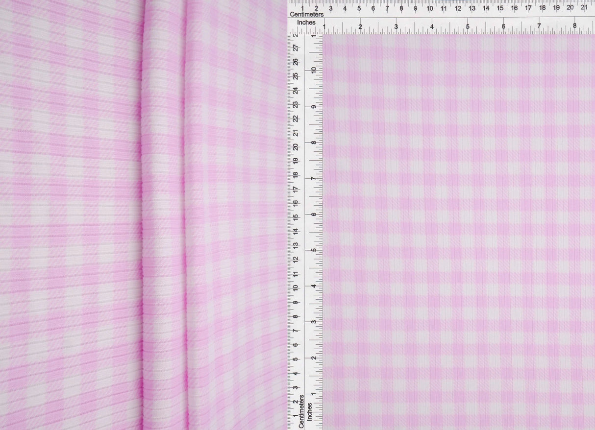 1 Yard 4x2 Yummy Rib Knit Fabric Gingham Print 58/60 Inches Wide