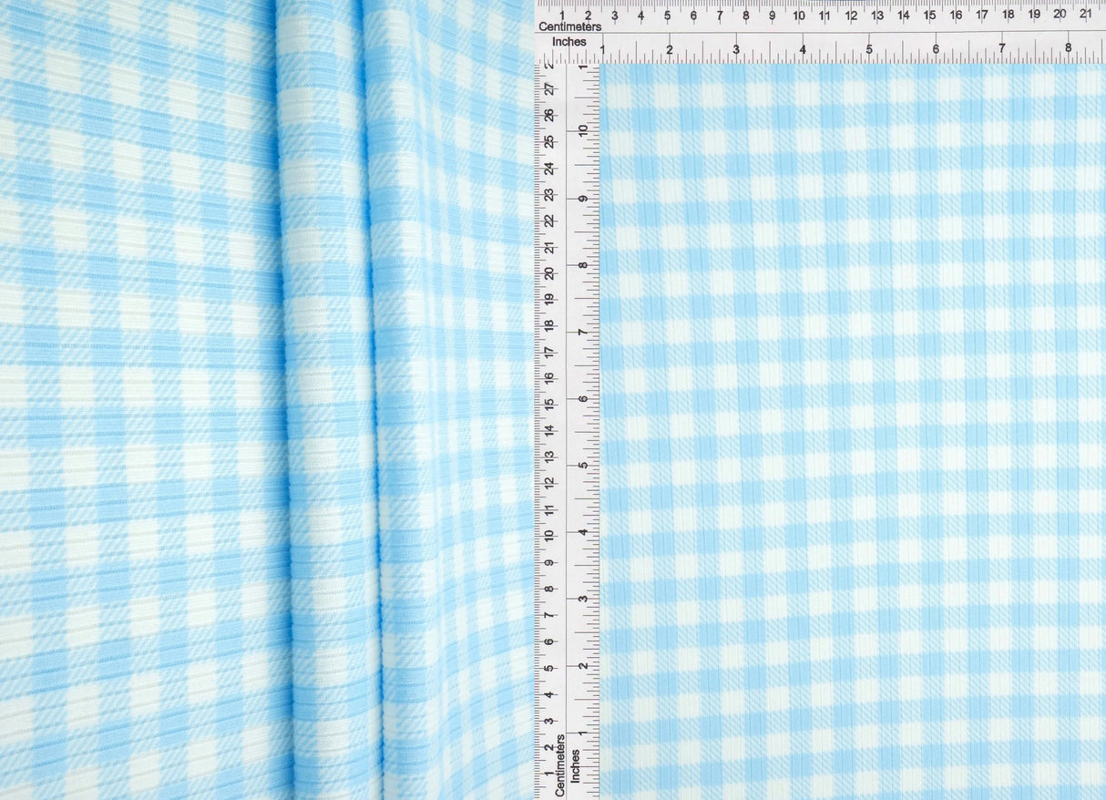 1 Yard 4x2 Yummy Rib Knit Fabric Gingham Print 58/60 Inches Wide