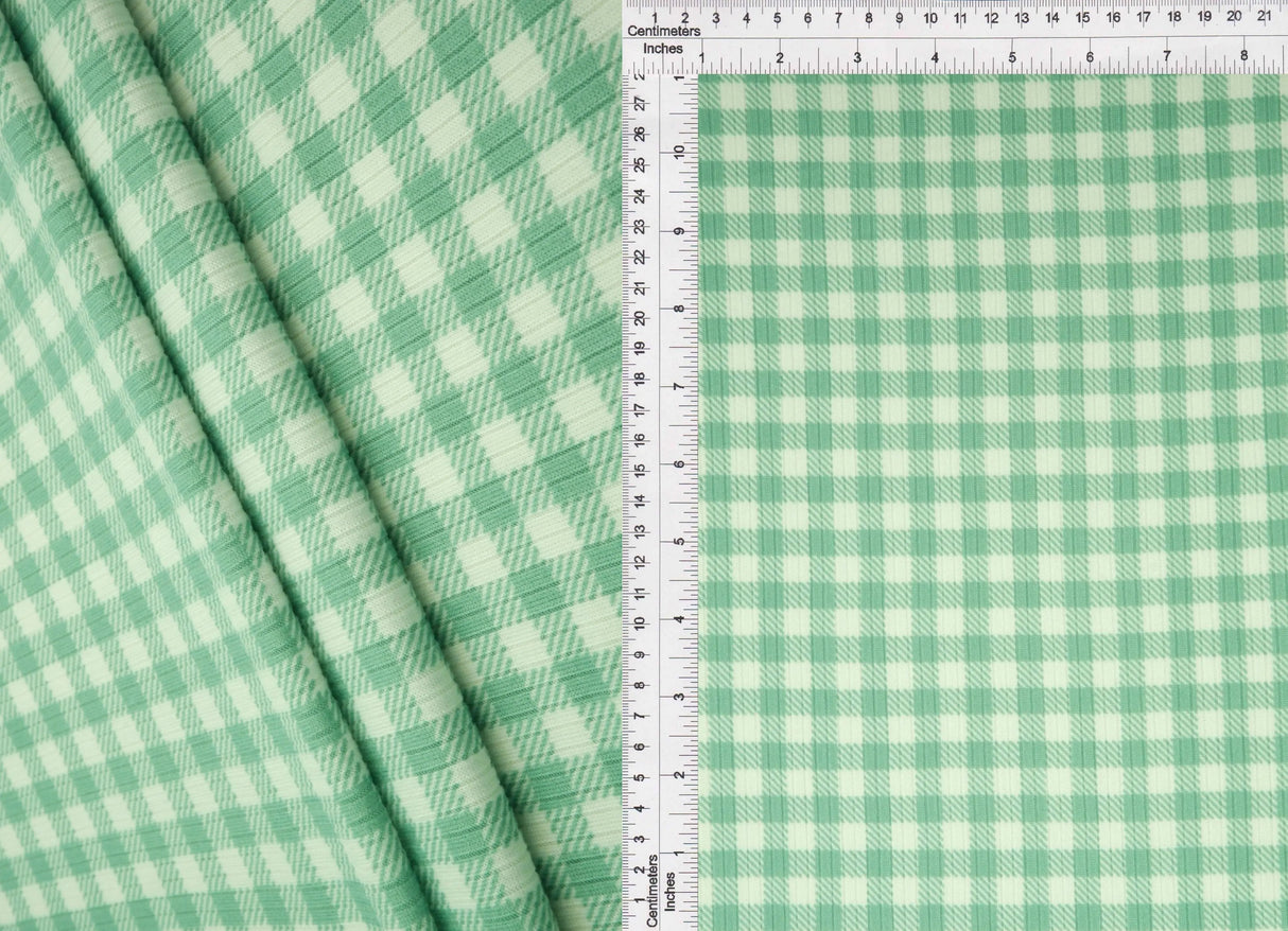 1 Yard 4x2 Yummy Rib Knit Fabric Gingham Print 58/60 Inches Wide