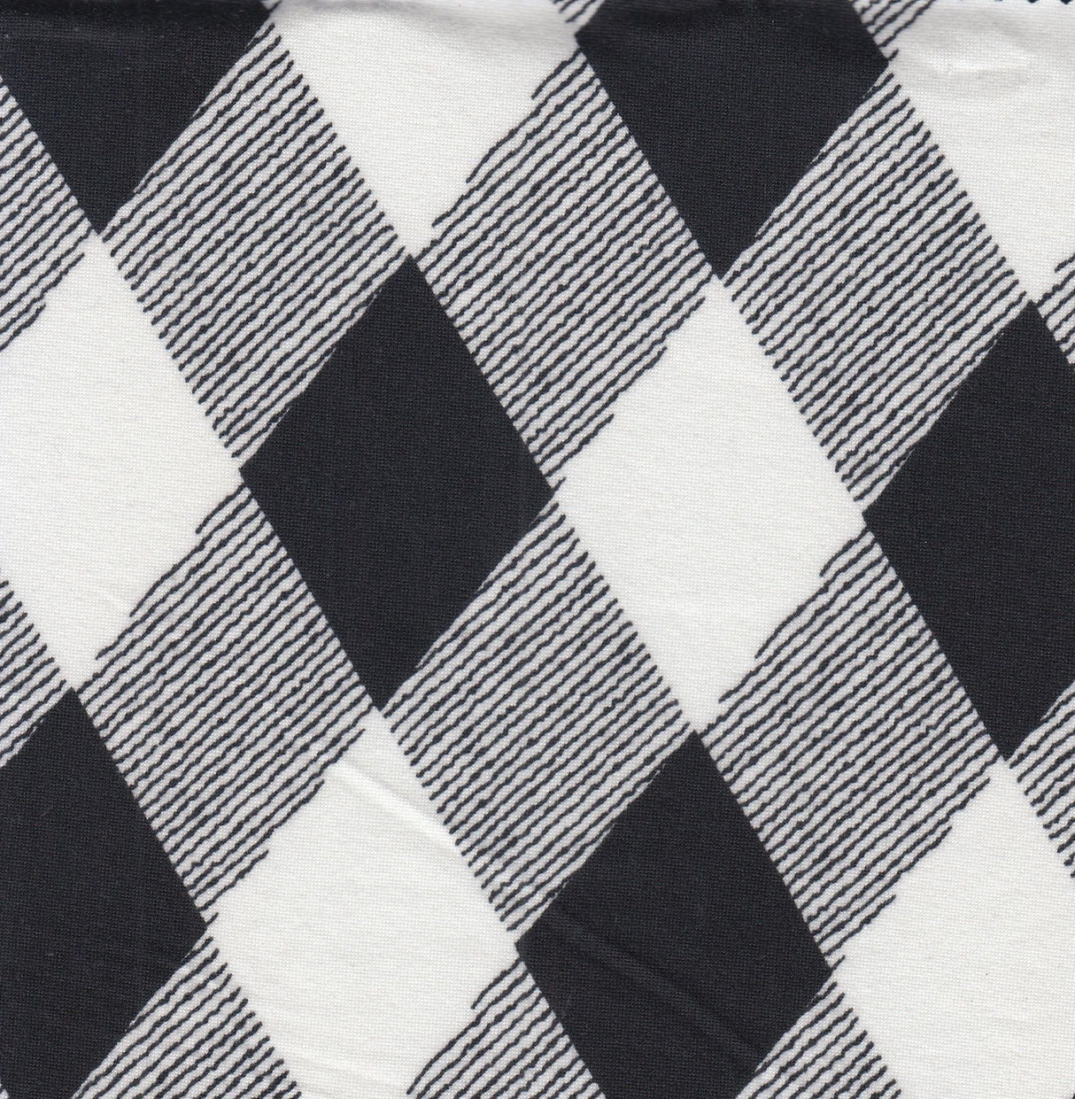 Checkered Brushed Knit Fabric Black