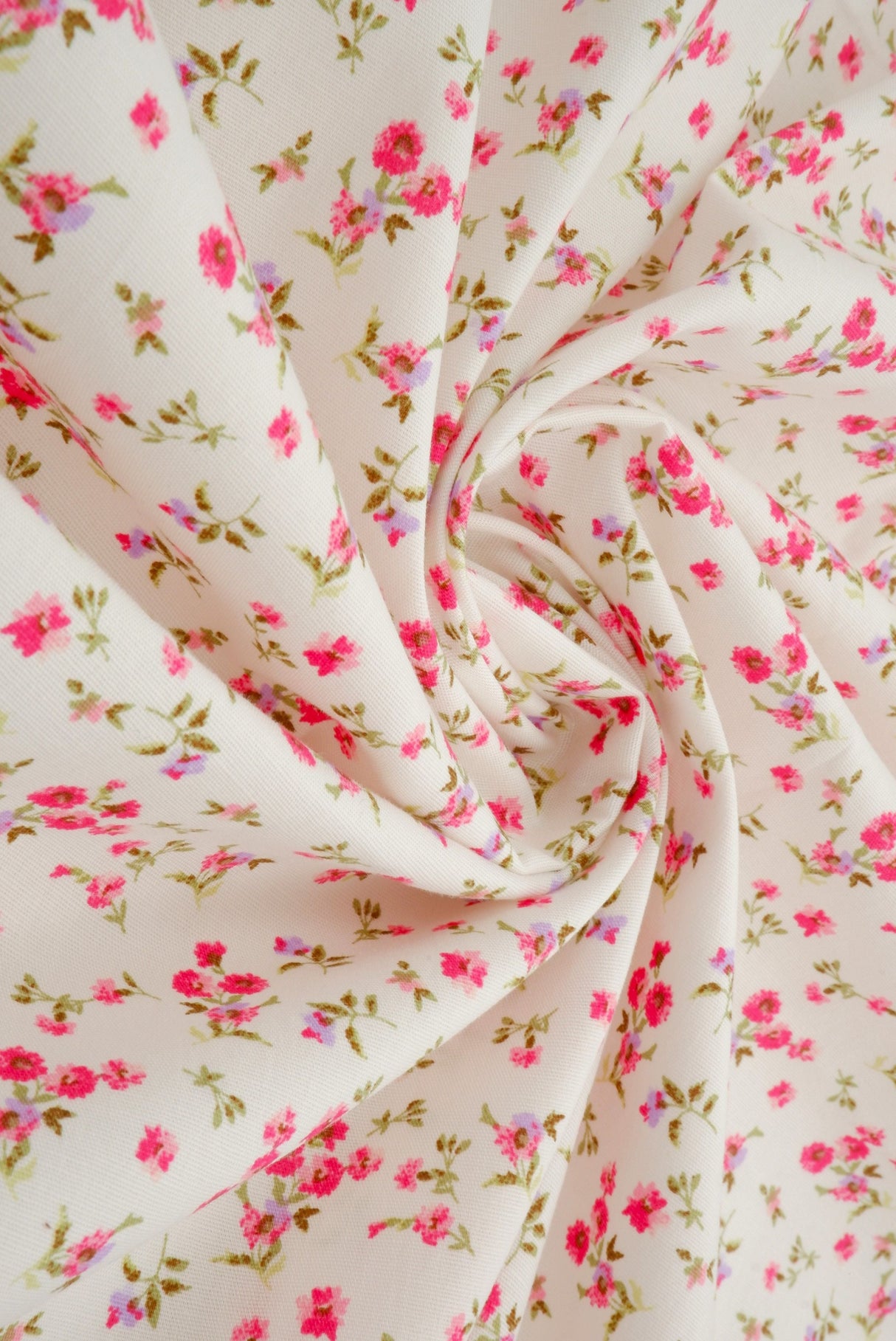 Floral Stretch Poplin Pink Hot