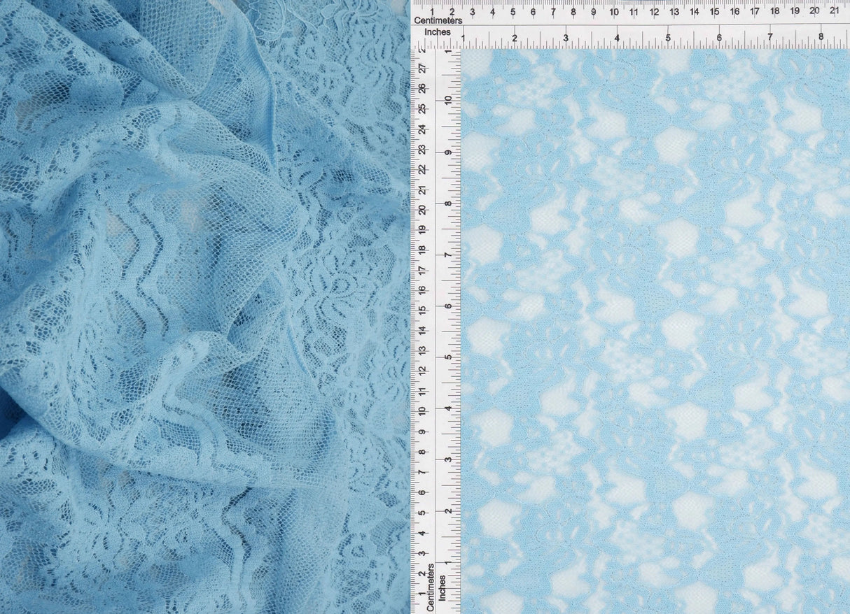 Floral Double Border Lace Fabric 95% Nylon 5% Spandex Stretch Material 57/58 Inches Wide