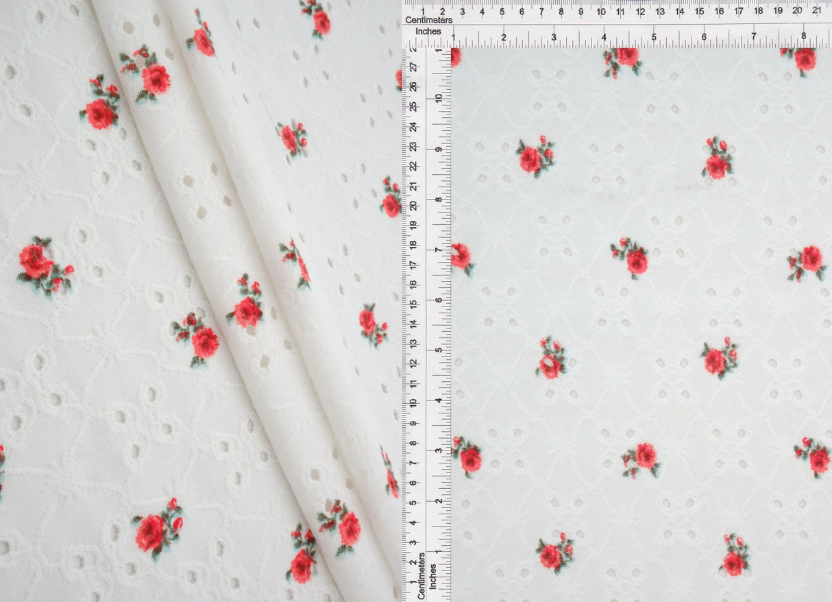 1 Yard DTY Knit Jacquard Ditsy Eyelet Print Fabric 190 GSM Polyester Spandex Blend 58/60" Width