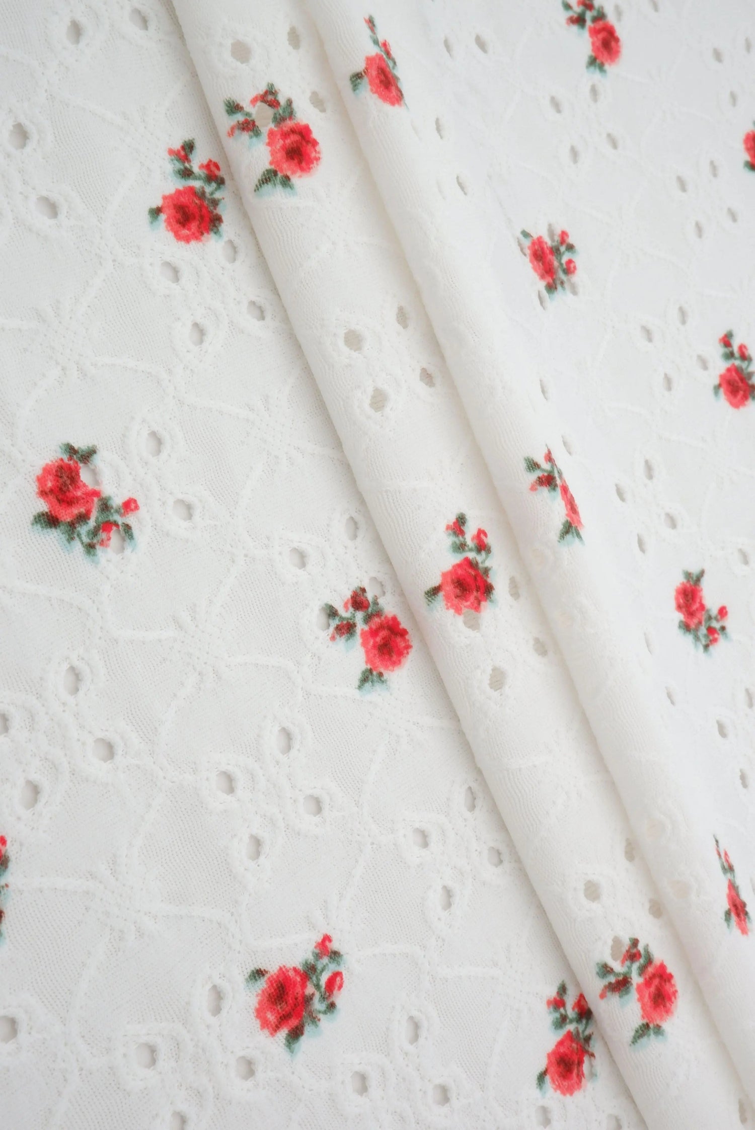 1 Yard DTY Knit Jacquard Ditsy Eyelet Print Fabric 190 GSM Polyester Spandex Blend 58/60" Width