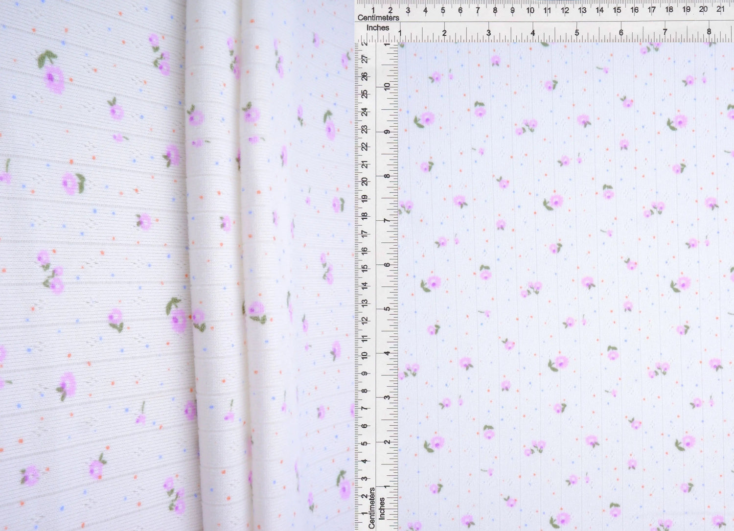 1 Yard Cotton Style Pointelle Ditsy Print Fabric 220 GSM Poly Spandex Knit 58/60" Width