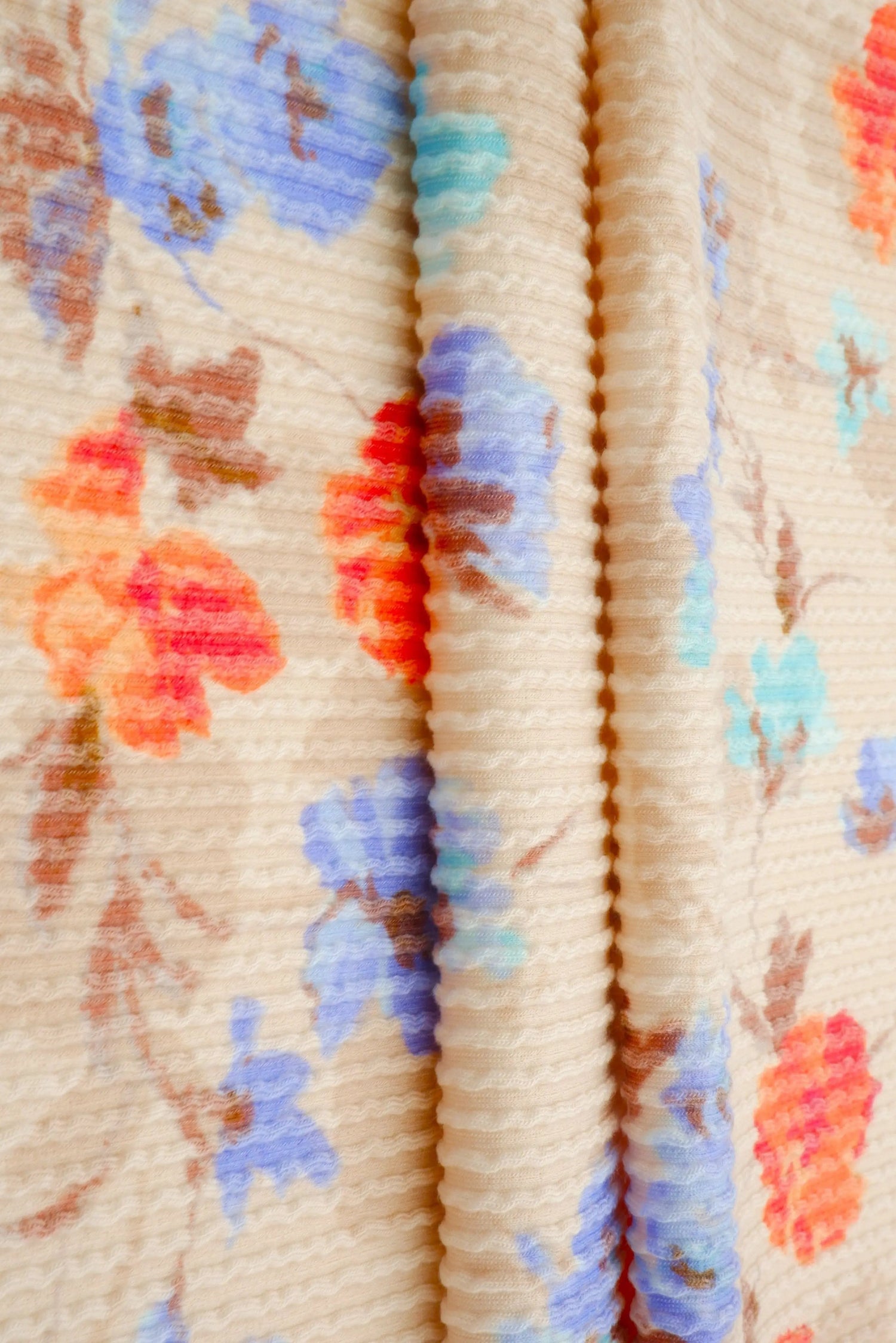 1 Yard Double Knit Floral Print Fabric 230 GSM Polyester Rayon Spandex Blend 56/57" Width