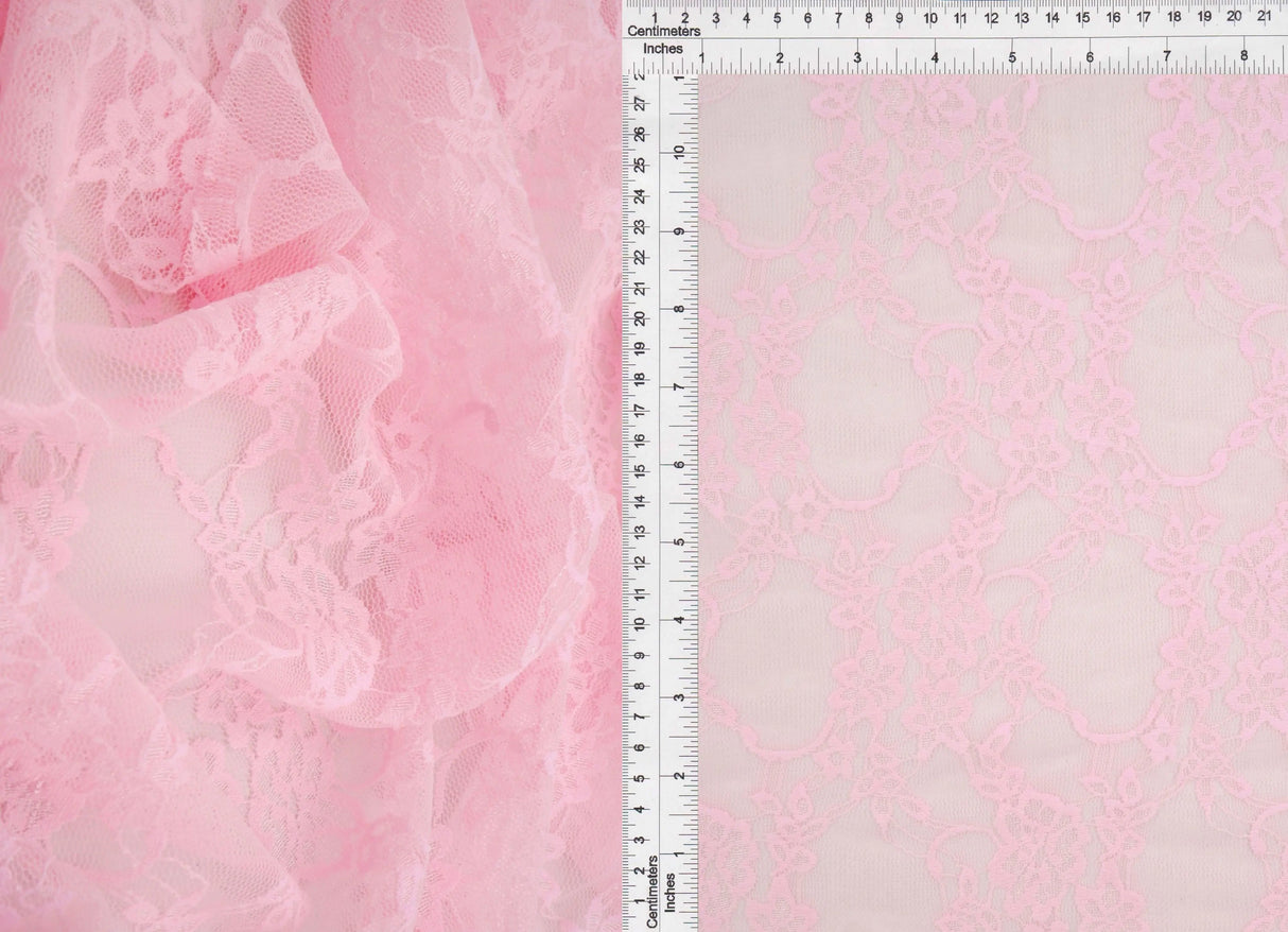 Floral Lace Fabric 92% Nylon 8% Spandex Soft Stretch Lightweight 58/60 Inches Wide