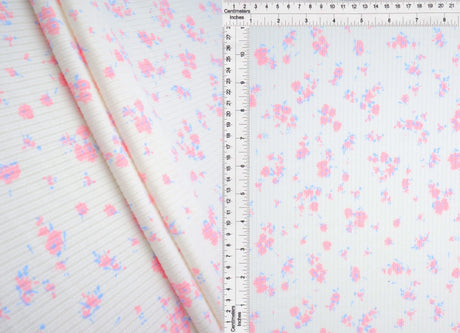1 Yard Soft 4x2 Yummy Rib Knit Fabric Ditsy Print 58/59 Inches Wide