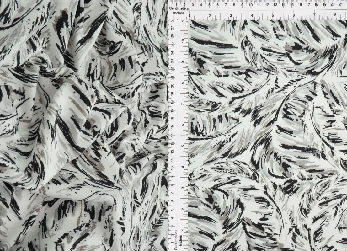 1 Yard Feather Print DTY Brushed Fabric Polyester Spandex Blend 58 Inch Lightweight Stretch Material
