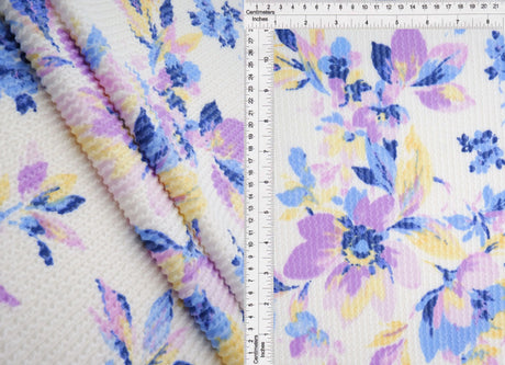 1 Yard Cozy Double Knit Floral Print Fabric Stretch Polyester Rayon Spandex 56/57 Inches Wide