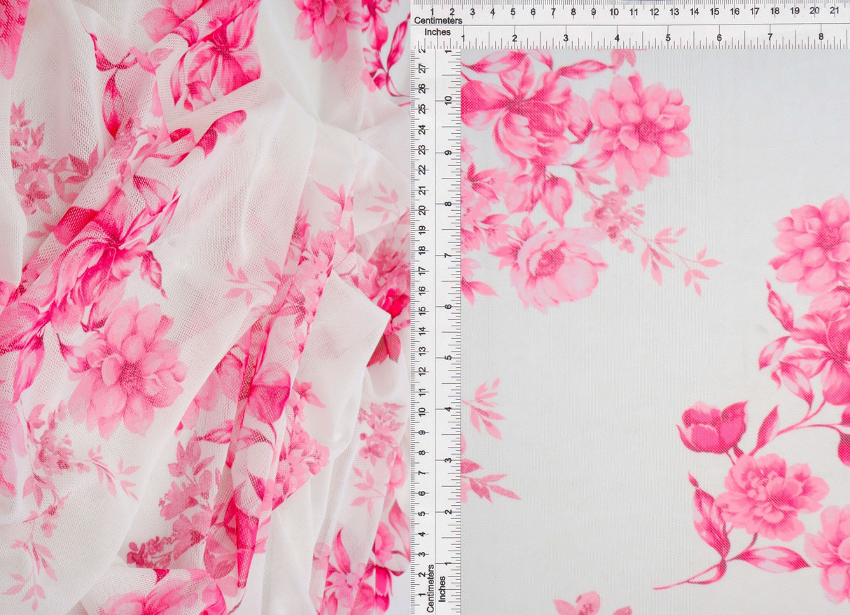 Floral Digital Print Stretch Mesh Fabric