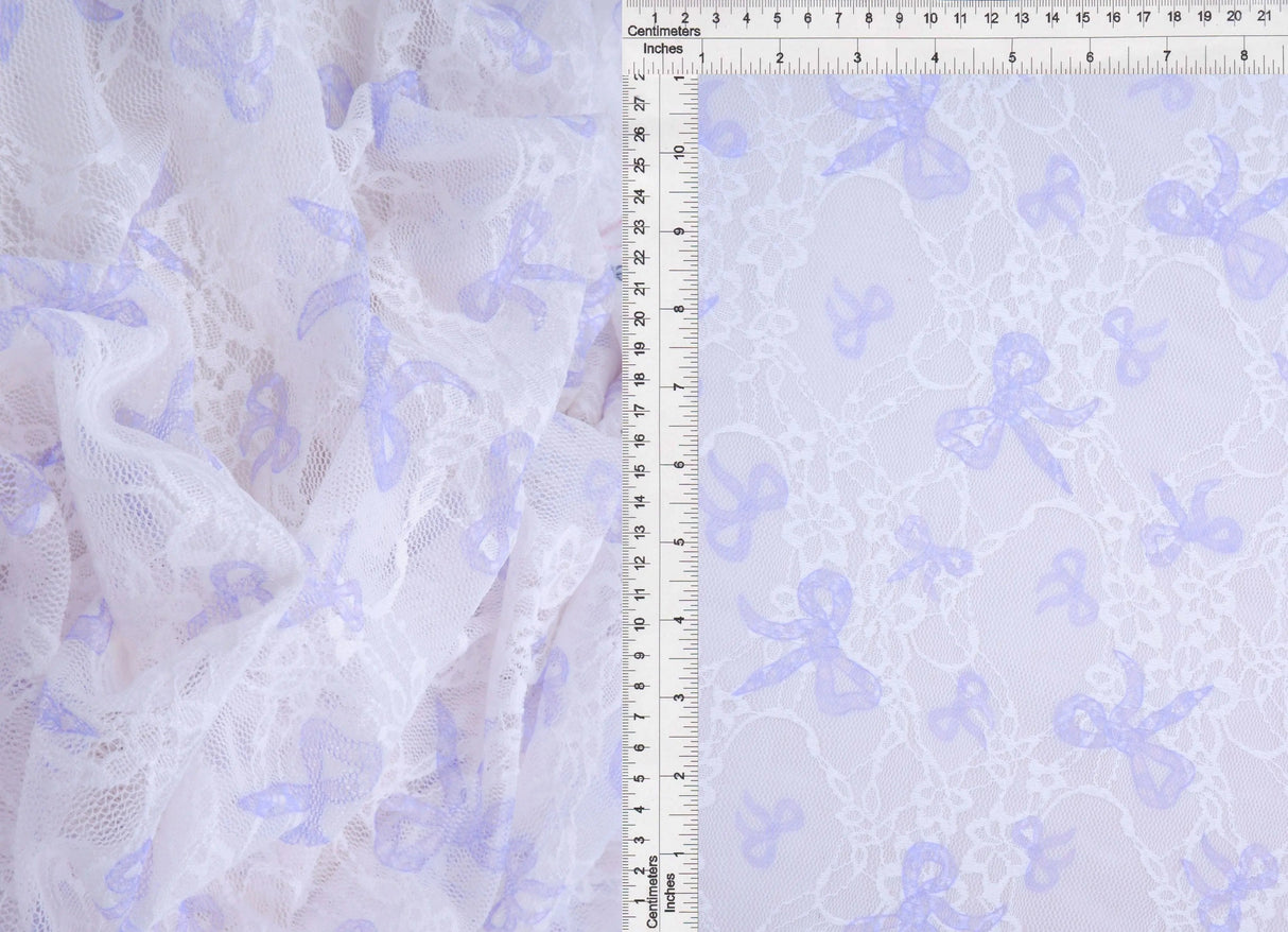 Digital Bow Lace Print Fabric 92% Polyester 8% Spandex Soft Stretch 56/58 Inches Wide