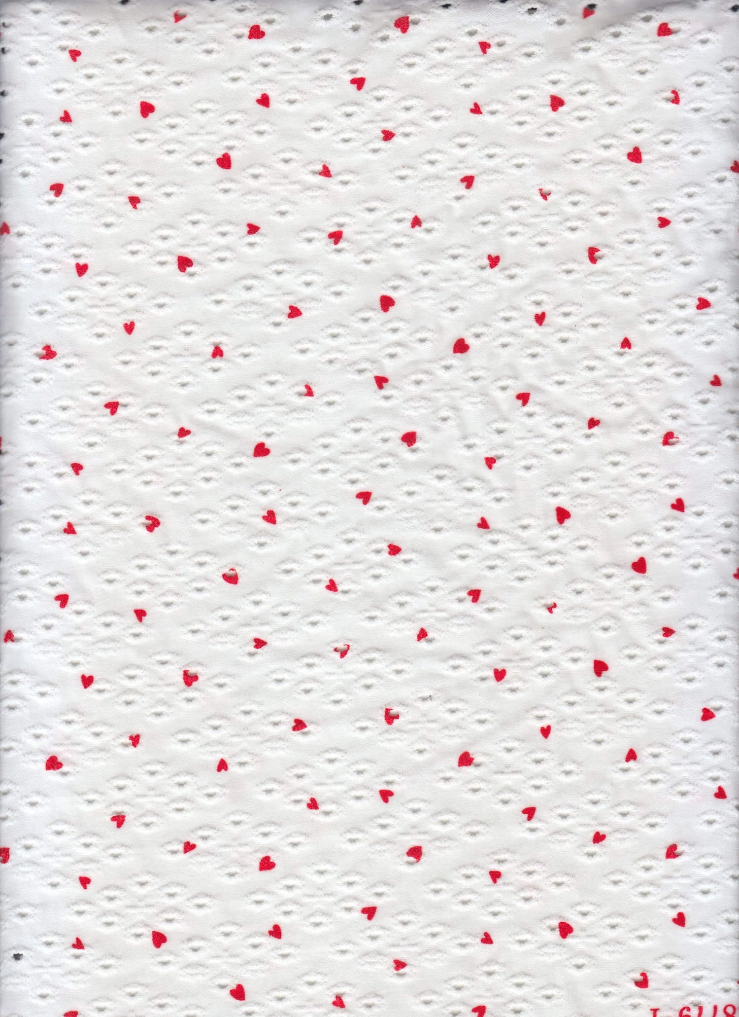 1 Yard Knit Jacquard Eyelet Heart Print Fabric Stretch Polyester Spandex 58/60 Inches Wide