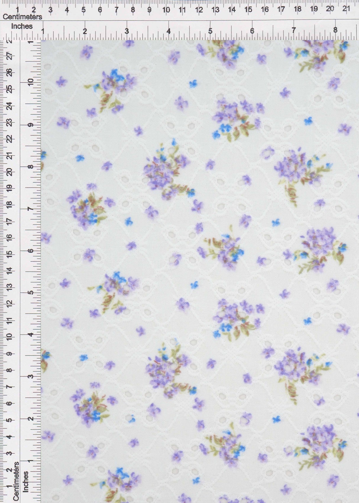 DTY Knit Jacquard Eyelet Floral Violet Fabric