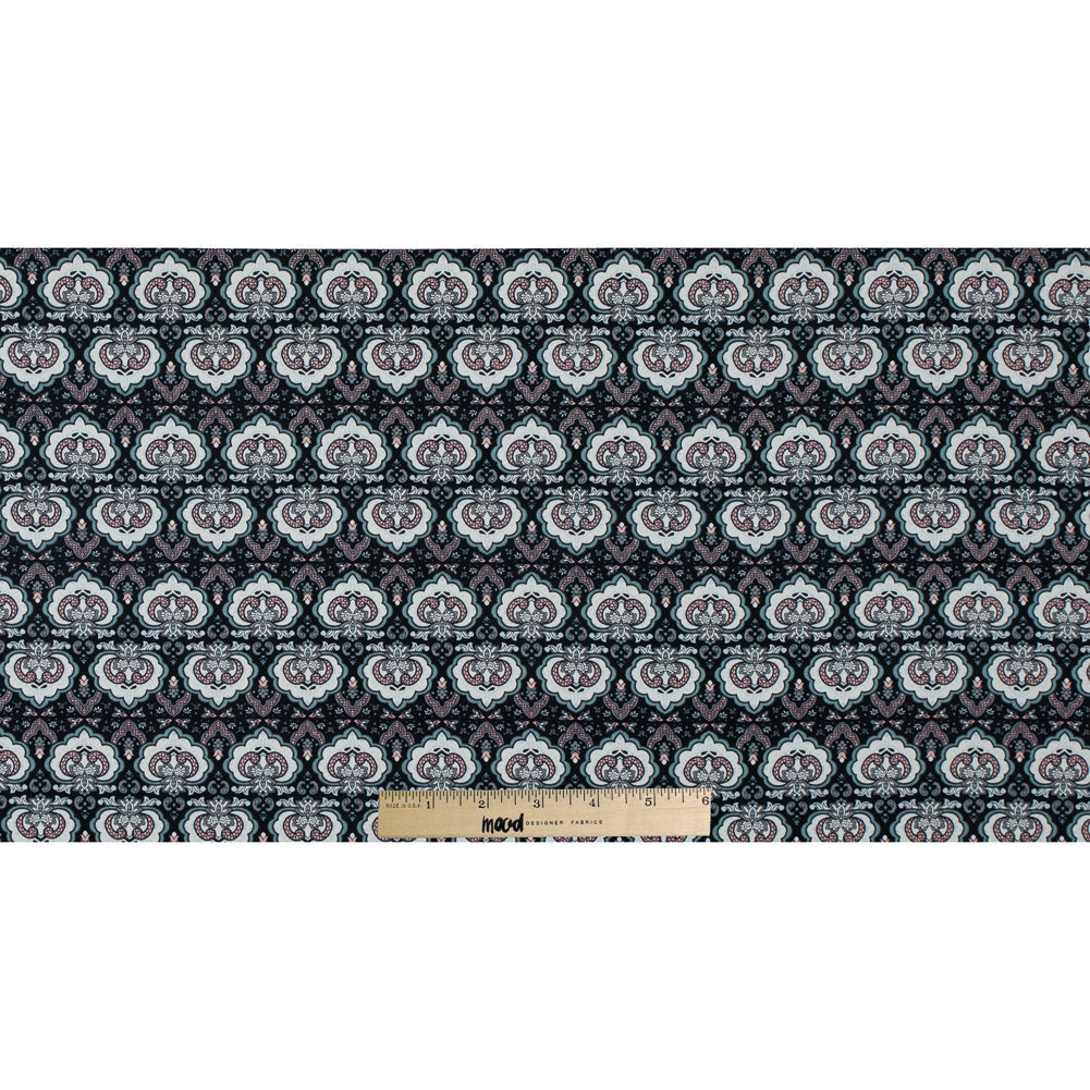 Black/Pink/Gray Printed Stretch Cotton Sateen