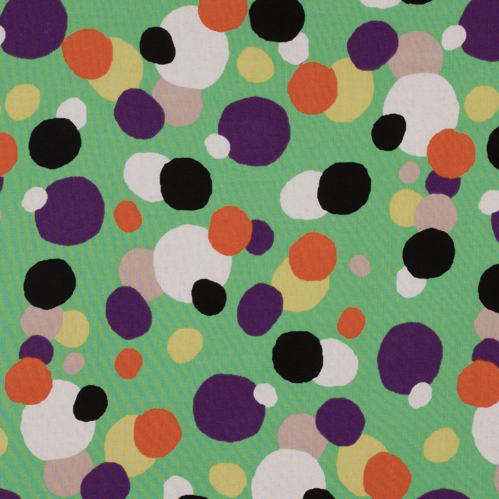 Cotton Voile - Green and Multicolor Circles