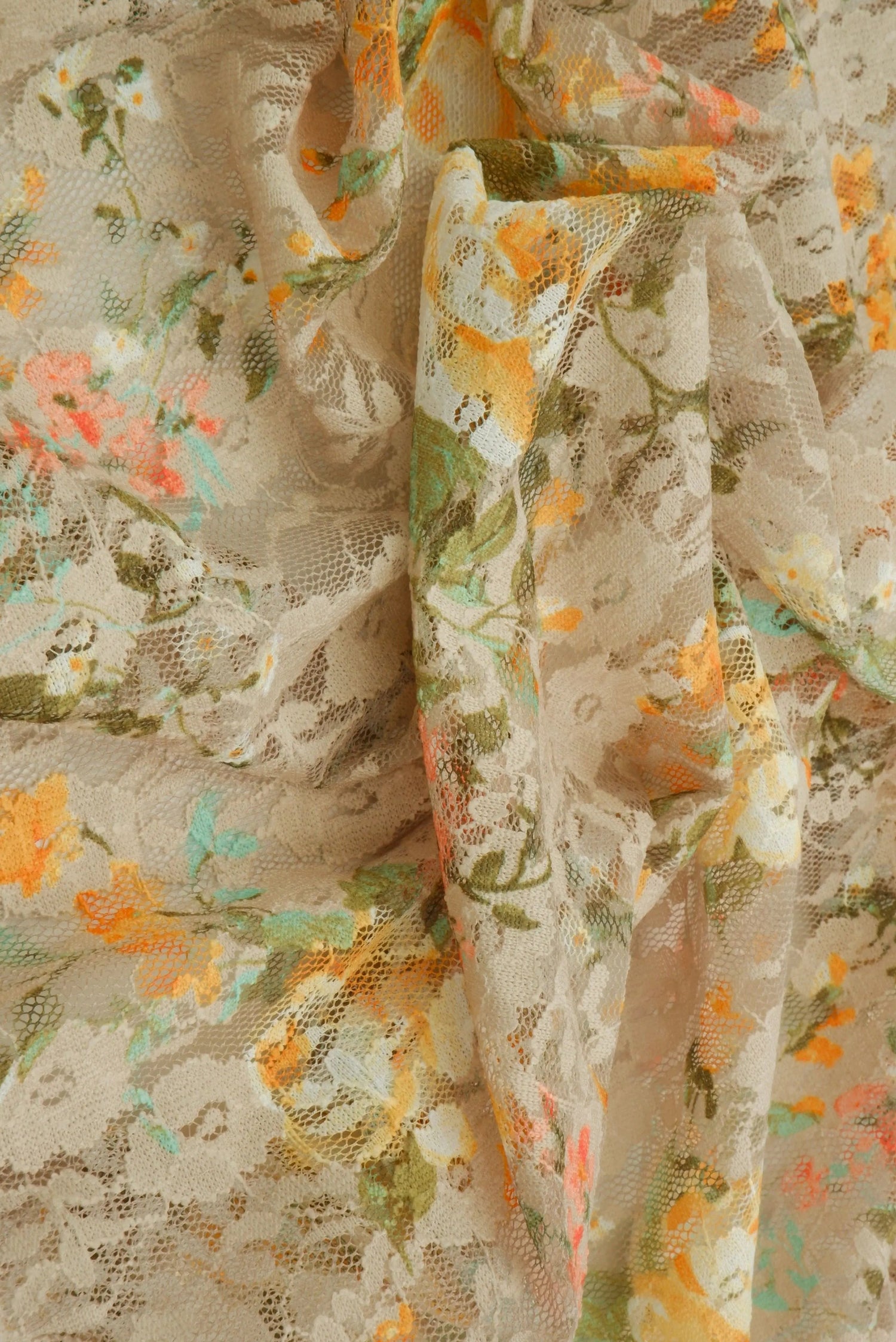 Digital Floral Lace Print Fabric 1 Yard Soft Stretch Smooth Knit 58/60" Wide