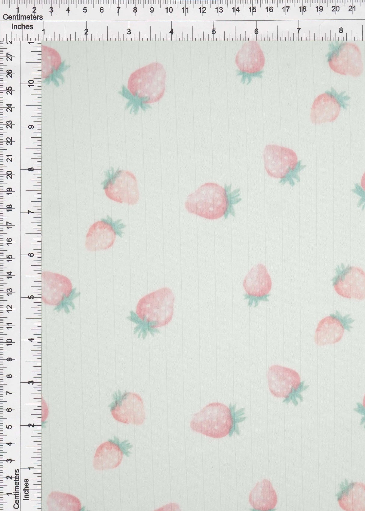 1 Yard 93% Polyester 7% Spandex Cotton-Style Pointelle Strawberry Print Fabric 58/60" Width