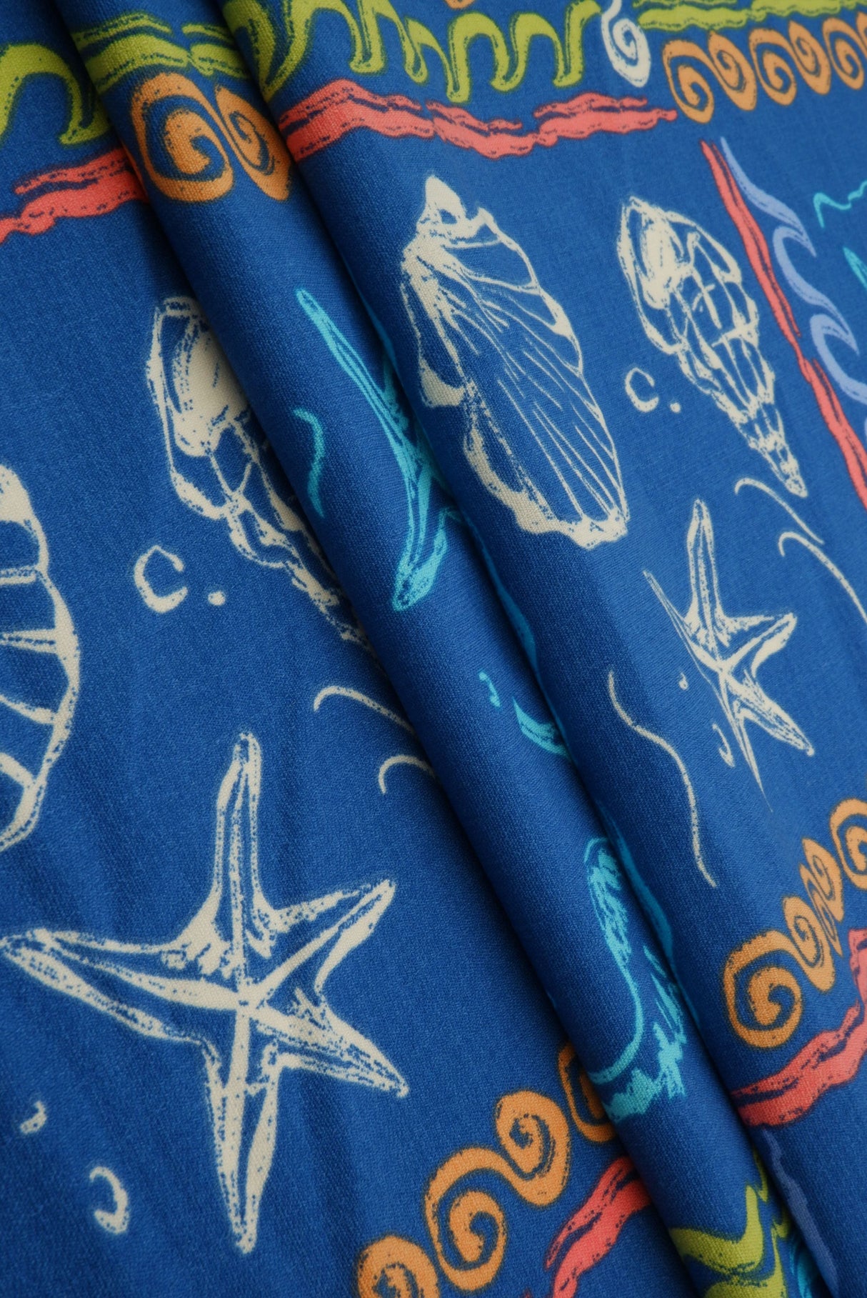Printed Linen Look Woven Fabric Under the Sea