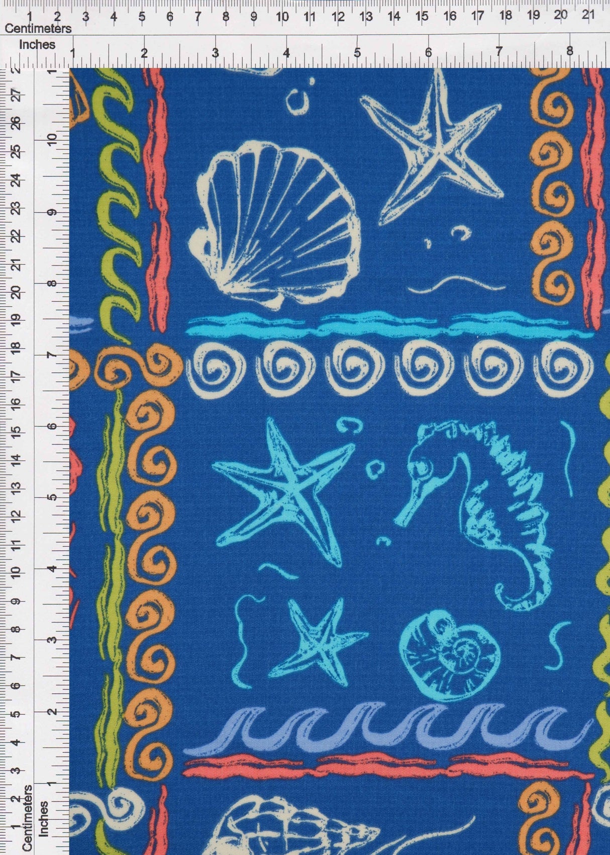 Printed Linen Look Woven Fabric Under the Sea