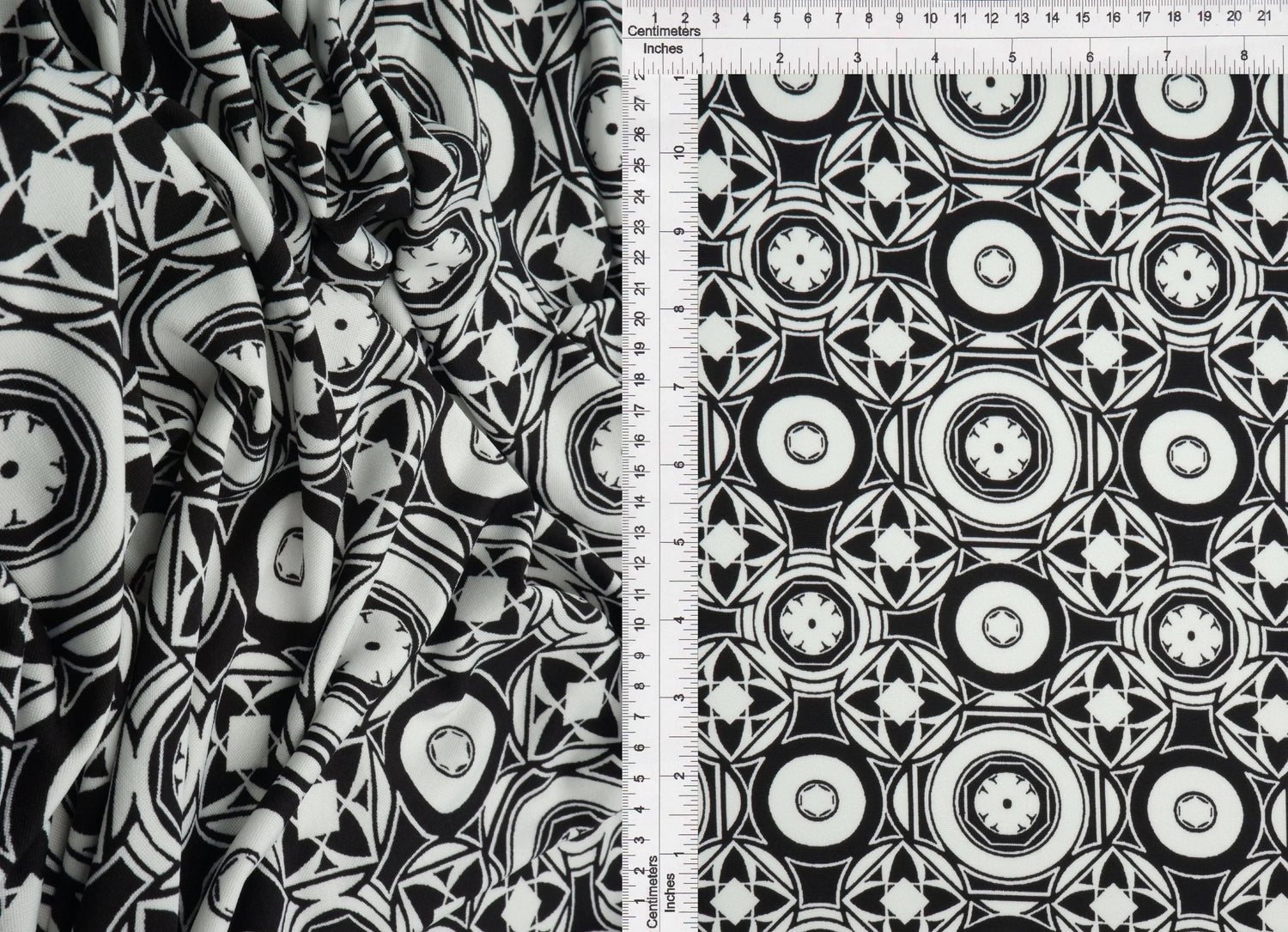 1 Yard Modern Geo DTY Stretch Knit Fabric 58/60 Inch Wide Soft Lightweight Print for Stylish Clothing & Craft Projects