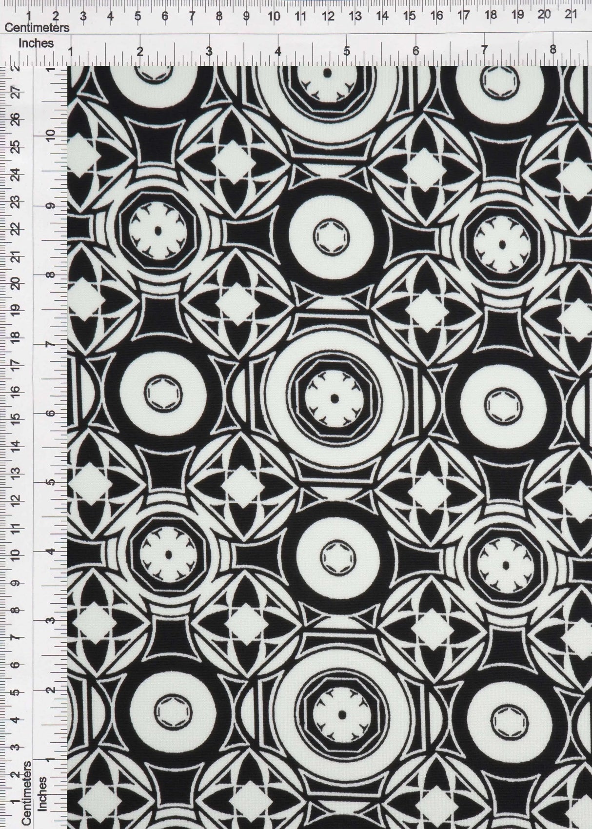 1 Yard DTY Geo Print Knit Fabric 190 GSM, 58/60'' Wide Polyester Spandex Blend