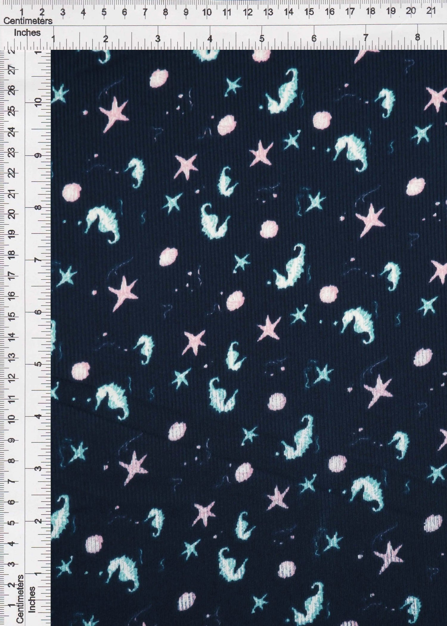 1 Yard Ocean Theme Cotton Feel Rib Knit Fabri 58/59 Inch Wide 2x2 Stretch Rib for Kidswear & DIY Sewing